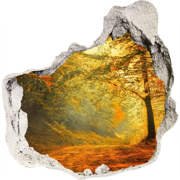 3D Wanddurchbruch Aufkleber Goldener Herbst im Wald