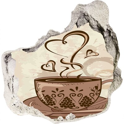 3D Wandtattoos Mauerdurchbruch Eine köstliche Tasse dampfender Kaffee