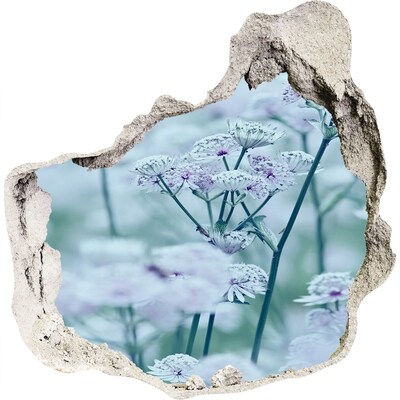 3D Wanddurchbruch Aufkleber Blumen zwischen der zerstörten Mauer