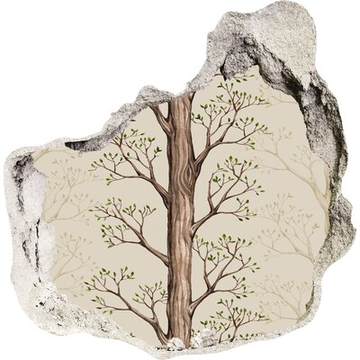 3D Wandtattoos Mauerdurchbruch Zerbrochene Mauer mit einem Baum