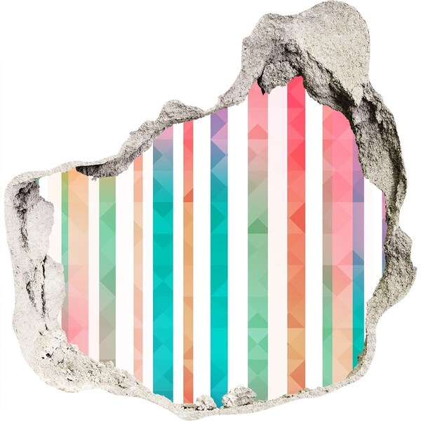 Wandaufkleber Loch 3D Farbenfrohe Geometrie hinter dem Loch in der Wand