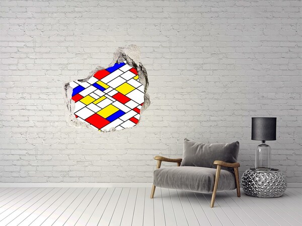 3D Wandtattoos Mauerdurchbruch Abstraktes Muster im Stil von Mondrian