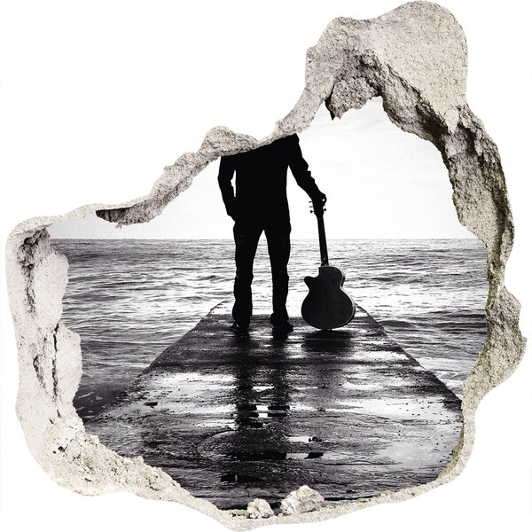 3D Wandtattoos Mauerdurchbruch Musiker auf dem Pier