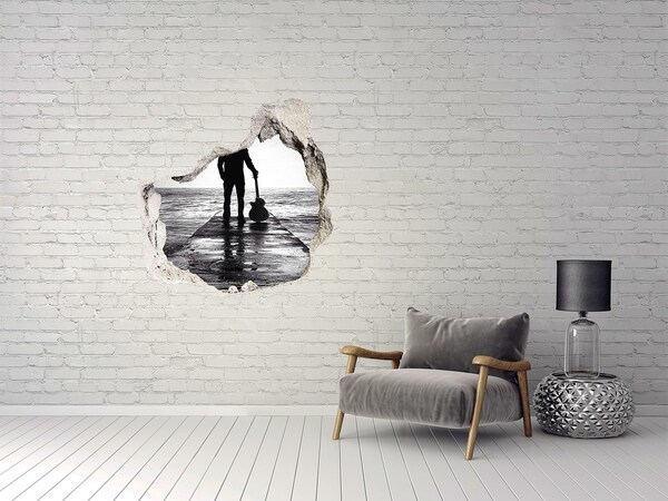 3D Wandtattoos Mauerdurchbruch Musiker auf dem Pier