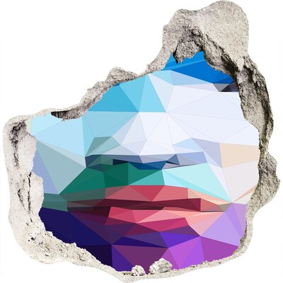 Wandfolien Loch in der Wand Eine Landschaft in den Farben der Geometrie