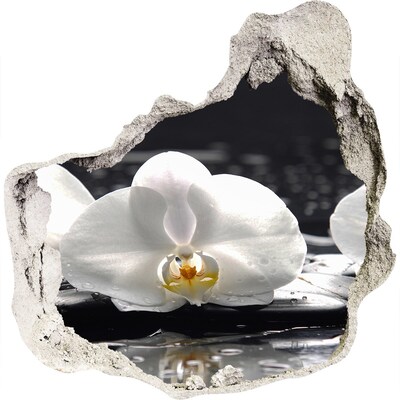 3D Wandtattoos Mauerdurchbruch Orchideenblüte auf dem Wasser