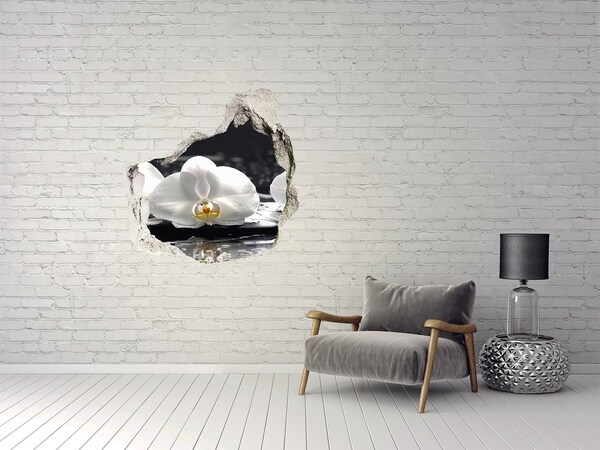 3D Wandtattoos Mauerdurchbruch Orchideenblüte auf dem Wasser