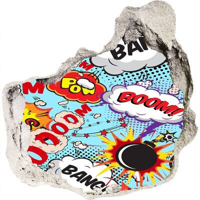 Wandfolien Loch in der Wand Eine Farbexplosion im Comic-Stil