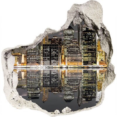 Mauerdurchbruch Aufkleber Blick auf die Stadt bei Nacht