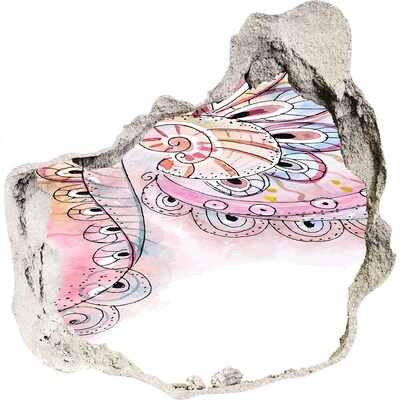 Mauerdurchbruch Aufkleber Farbenfrohes Muster auf Betongrund