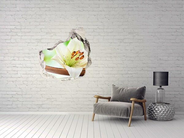 Wandaufkleber Loch 3D Eine Blumenoase aus Beton