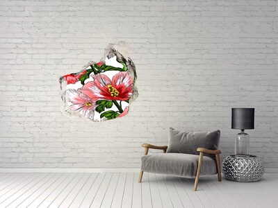3D Wanddurchbruch Aufkleber Blumen in einem Loch in der Wand