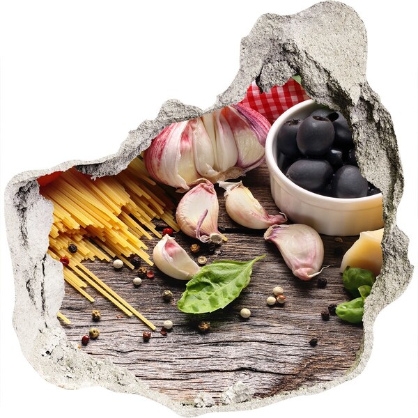 Wandtattoos Loch in der Wand Italienische Küche mit Pasta und Knoblauch