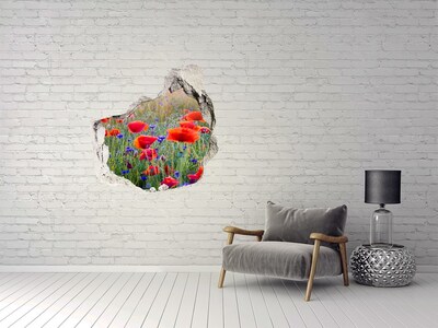 3D Wandtattoos Mauerdurchbruch Loch in der Wand Blumenfeld