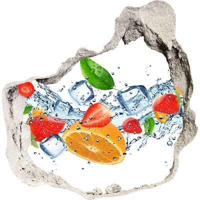 3D Wanddurchbruch Aufkleber Fruchtcocktail in einer Wasserexplosion