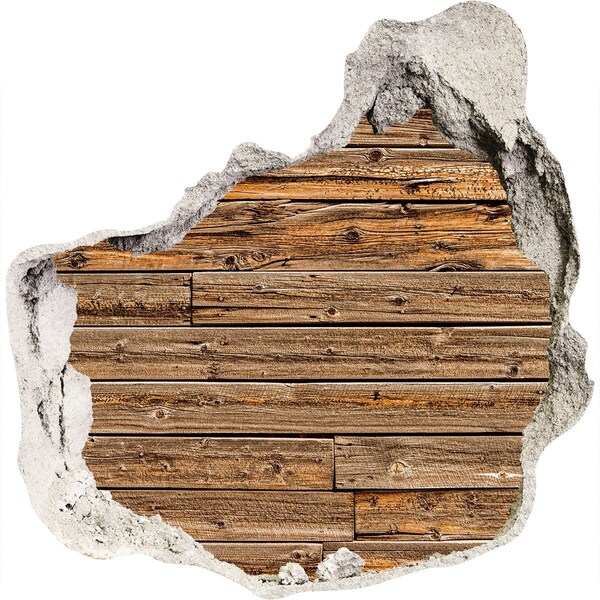 Wandaufkleber Loch 3D Eine beschädigte Mauer mit Holzplanken