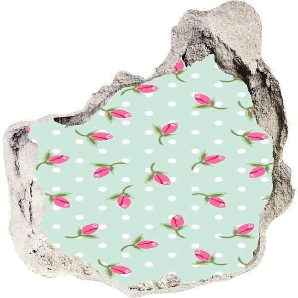 Wandtattoos Loch in der Wand Blumenmuster auf grünem Hintergrund