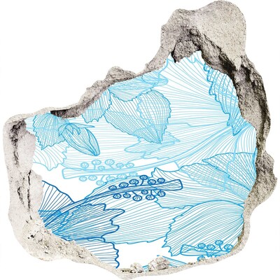 3D Wanddurchbruch Aufkleber Die Unterwasserwelt in Blau