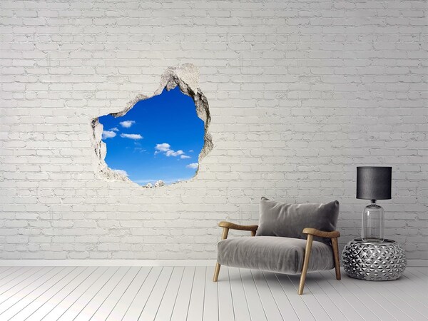 3D Wanddurchbruch Aufkleber Blauer Himmel mit Wolken