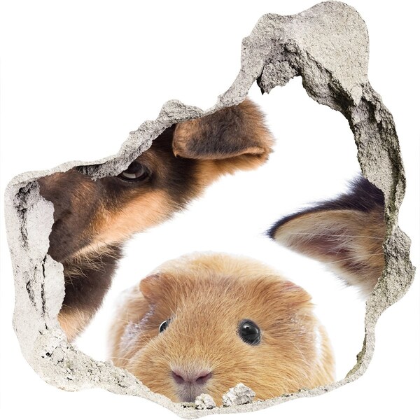 Wandfolien Loch in der Wand Tiere von jenseits der Mauer