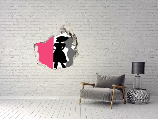 3D Wandtattoos Mauerdurchbruch Stilvolle Figur in einem Loch in der Wand
