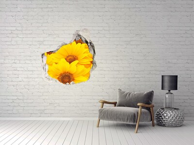 3D Wandtattoos Mauerdurchbruch Sonnenblumen in einem Loch in der Wand