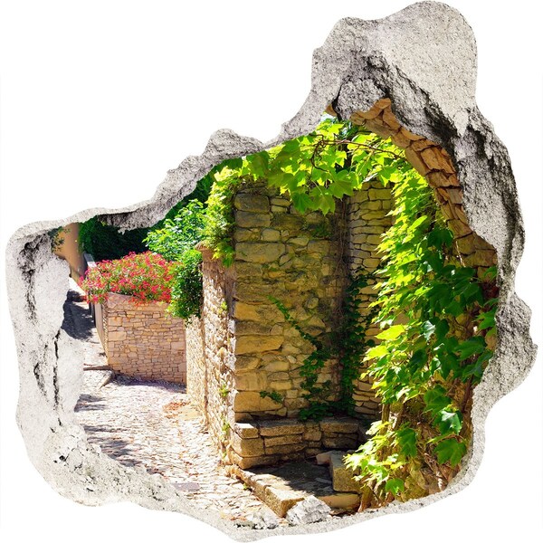 3D Wanddurchbruch Aufkleber Eine grüne Straße in der Stadt