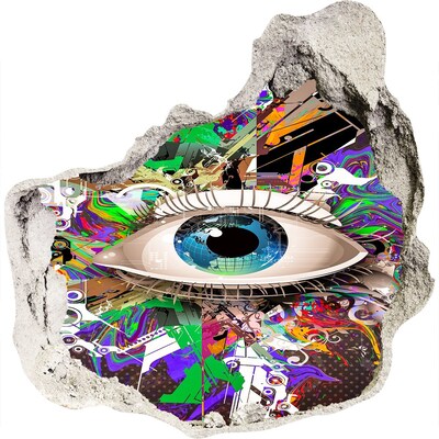 Wandtattoos Loch in der Wand Ein Auge in einer farbenfrohen Komposition