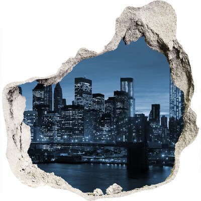 Mauerdurchbruch Aufkleber Blick auf New York bei Nacht