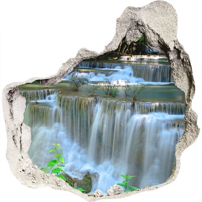 3D Wanddurchbruch Aufkleber Wasserfall im Dschungel