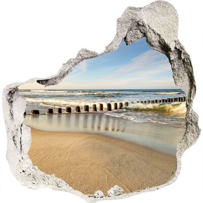 Wandaufkleber Loch 3D Meer und Strand in der Sommersonne