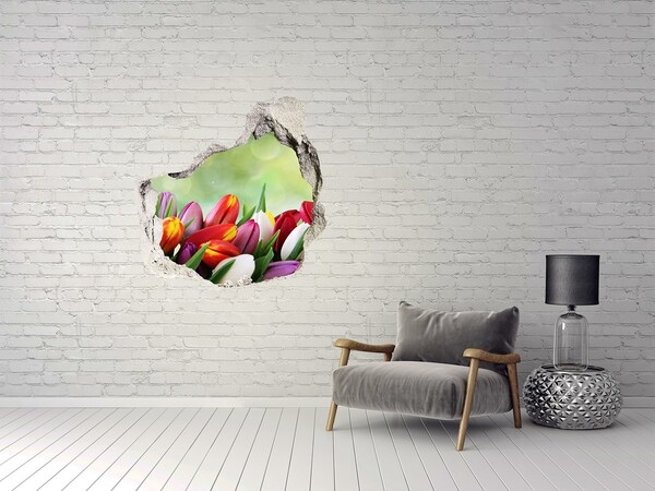 Wandtattoos Loch in der Wand Ein Blumenparadies hinter der Mauer