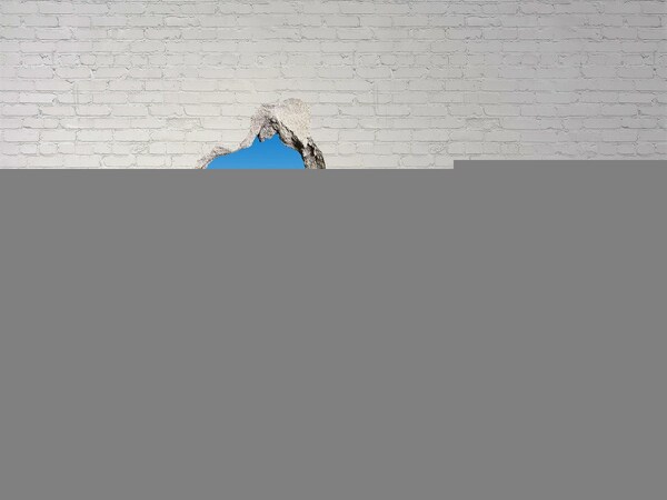 Mauerdurchbruch Aufkleber Grüne Wiese unter blauem Himmel