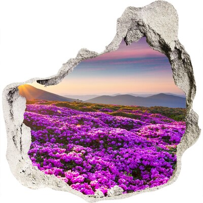 Wandaufkleber Loch 3D Blumenlandschaft in den Bergen