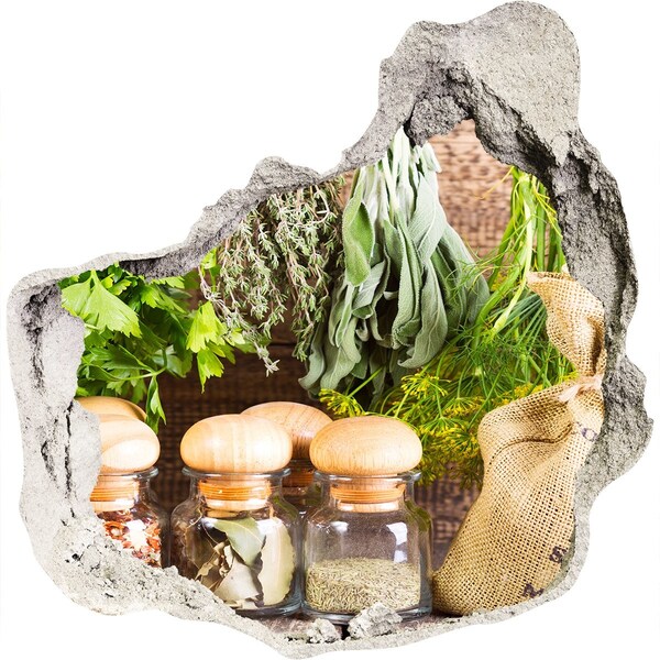 Wandaufkleber Loch 3D Kräuterecke in der Küche