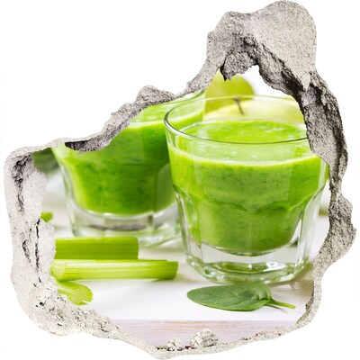 3D Wandtattoos Mauerdurchbruch Grüner Gesundheitscocktail