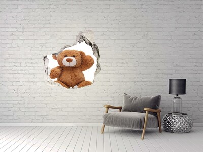 Mauerdurchbruch Aufkleber Teddybär in einem Loch in der Wand