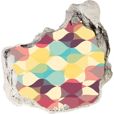 Wandaufkleber Loch 3D Bunte Wellen an der Wand