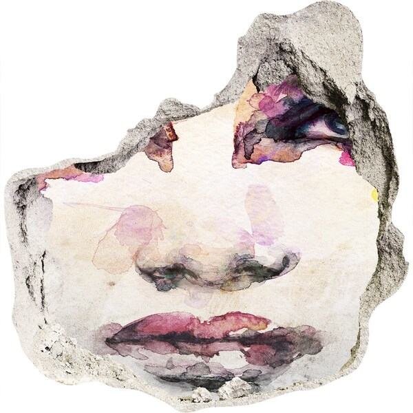 3D Wanddurchbruch Aufkleber Das Gesicht in der zerstörten Mauer