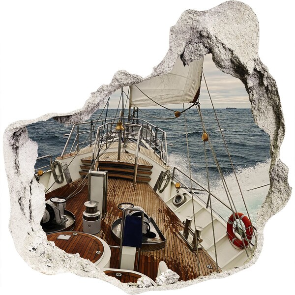 3D Wandtattoos Mauerdurchbruch Eine Yacht auf See