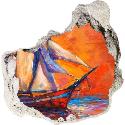 3D Wandtattoos Mauerdurchbruch Sonnenuntergang am Meer