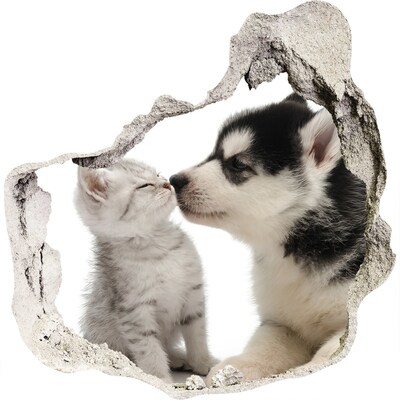 Wandfolien Loch in der Wand Tierfreundschaft