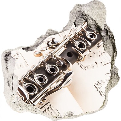 3D Wanddurchbruch Aufkleber Musikalisches Loch in der Wand