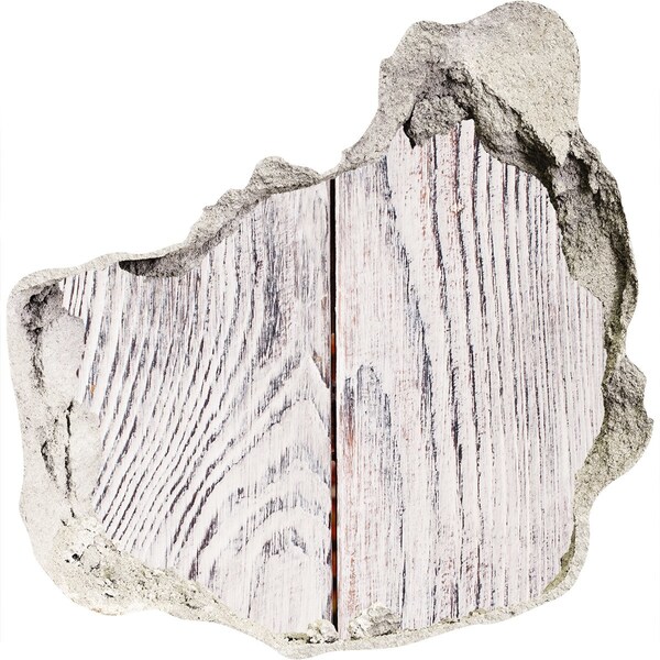 Mauerdurchbruch Aufkleber Holzbrett in einer beschädigten Wand