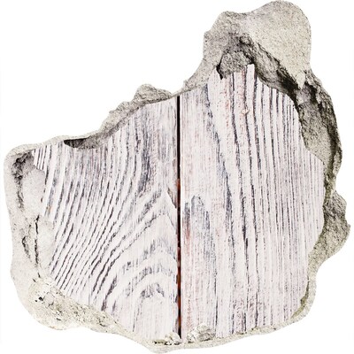 Mauerdurchbruch Aufkleber Holzbrett in einer beschädigten Wand