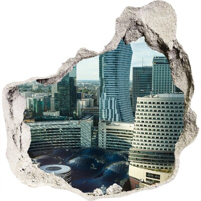 Wandtattoos Loch in der Wand Blick auf die moderne Stadt