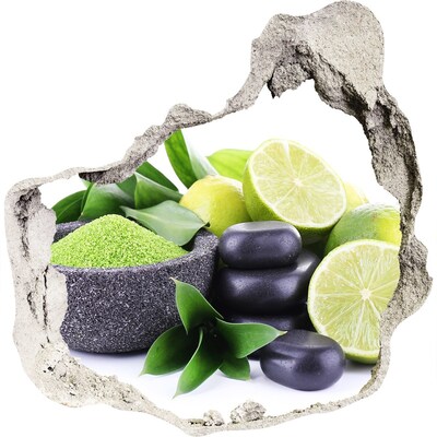 3D Wandtattoos Mauerdurchbruch Frische Zitrusfrüchte und Kräuter