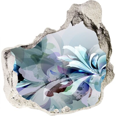 Wandaufkleber Loch 3D Blumenillusion aus Beton