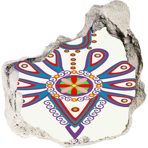 3D Wanddurchbruch Aufkleber Ein farbenfrohes Muster vor dem Hintergrund einer beschädigten Wand