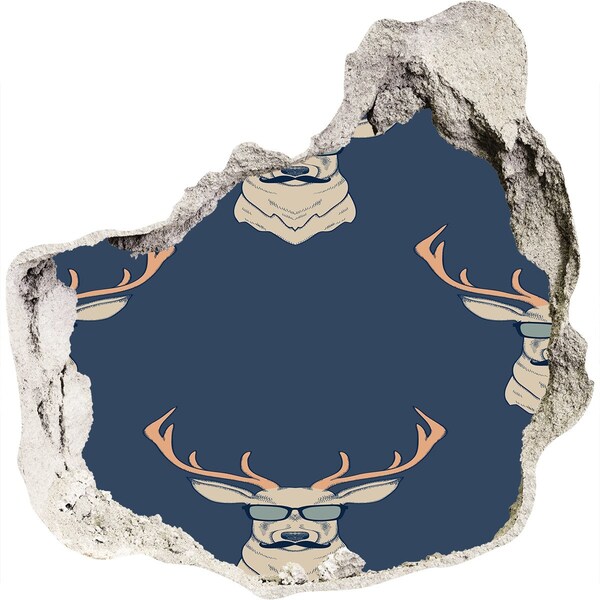 Wandtattoos Loch in der Wand Hirsche mit Sonnenbrille